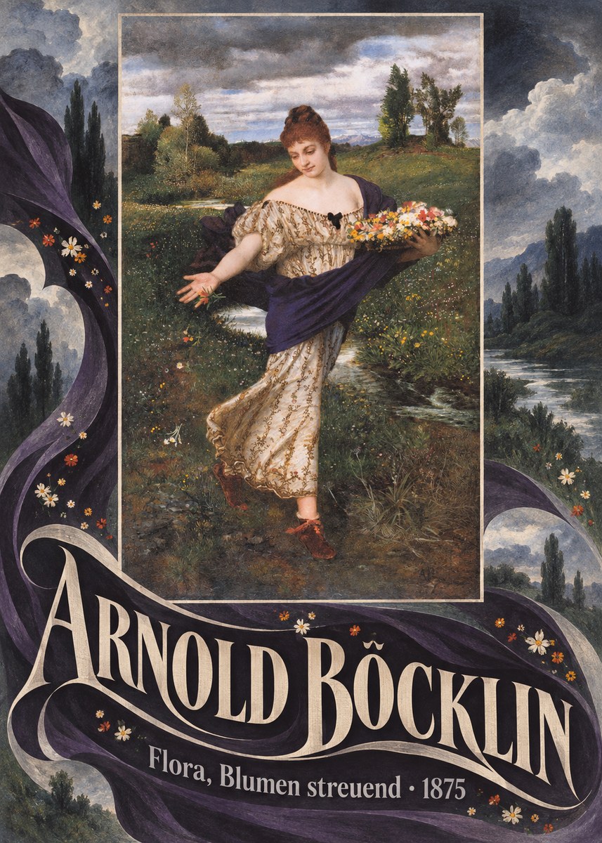 Arnold Böcklin Flora, Blumen Streuend I No6 - Affiche