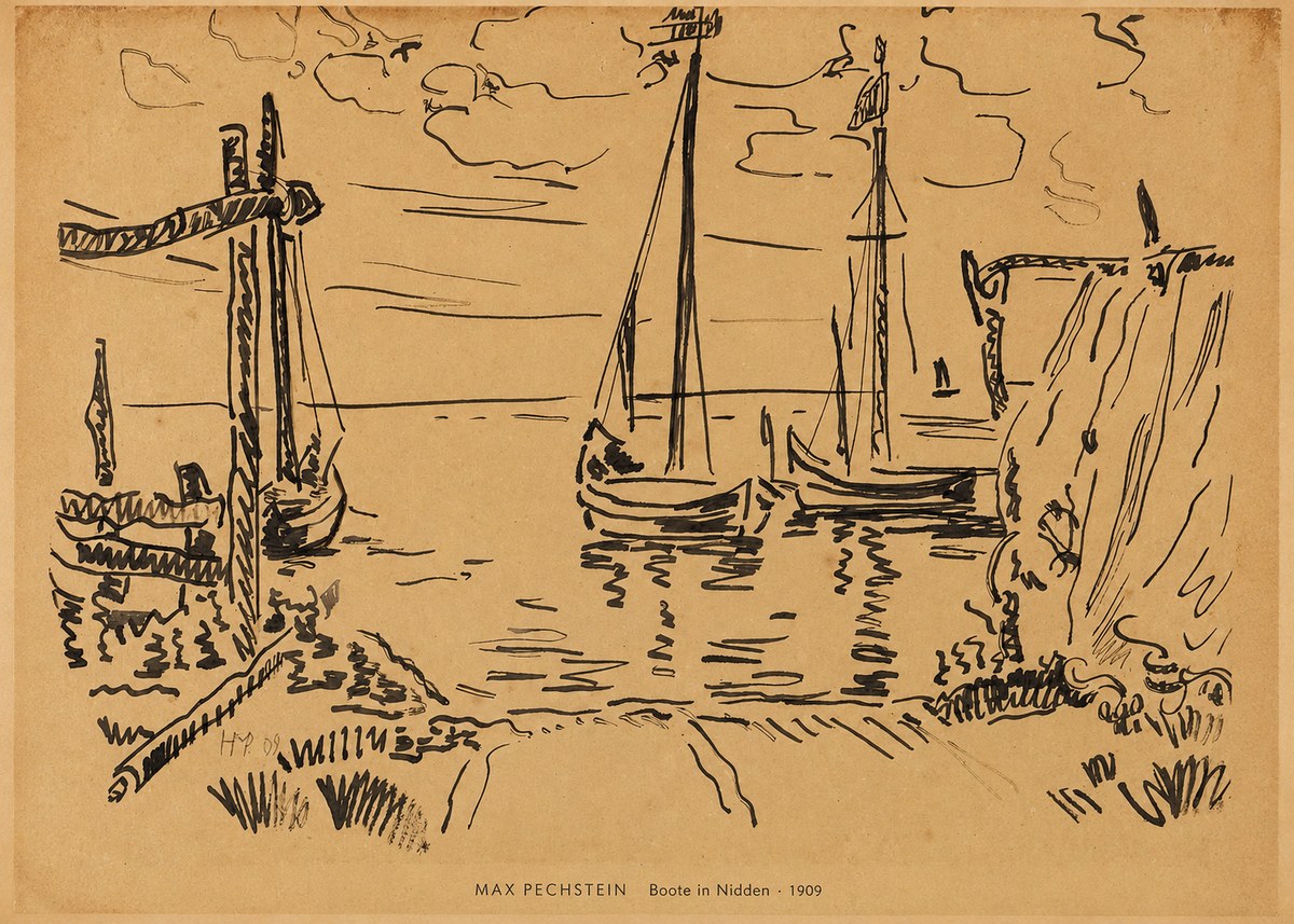 Max Pechstein Boote in Nidden No6 - Affiche