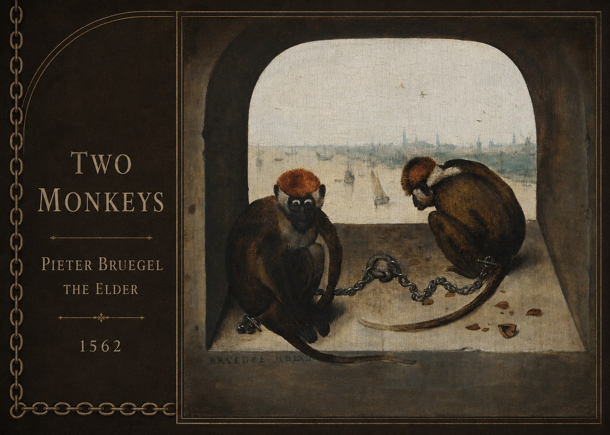 Pieter Bruegel Two Monkeys I No2 - Affiche