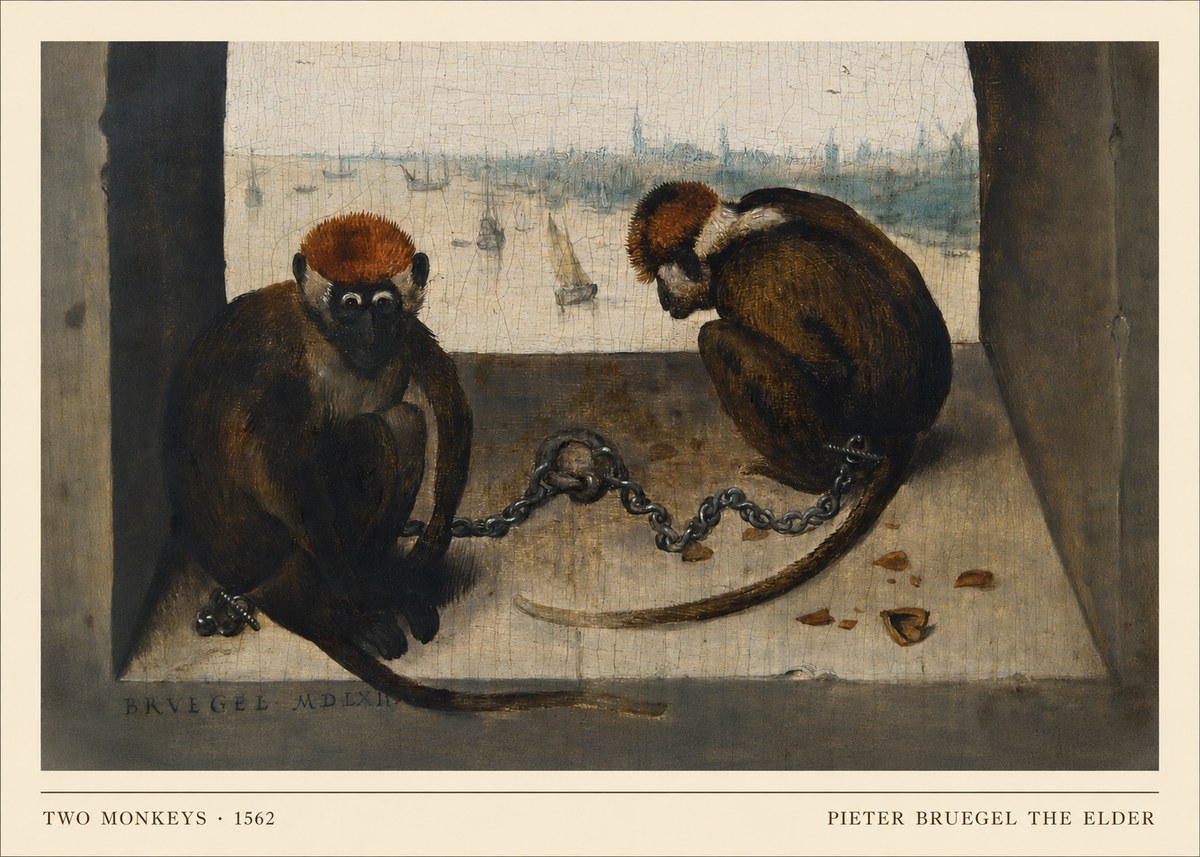 Pieter Bruegel Two Monkeys I No4 - Affiche