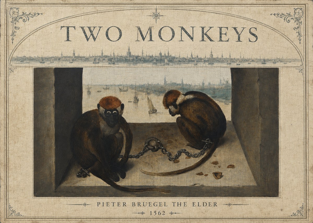 Pieter Bruegel Two Monkeys I No6 - Affiche