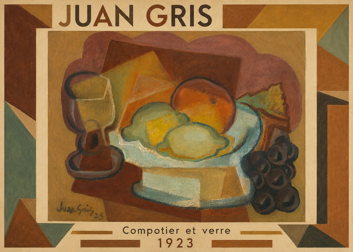 Juan Gris Compotier Et Verre No1 - Affiche