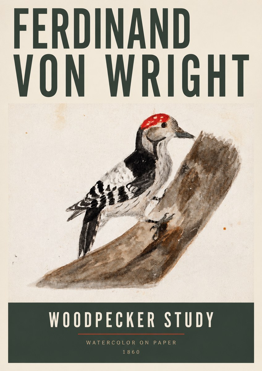 Ferdinand von Wright Woodpecker Study No3 - Affiche