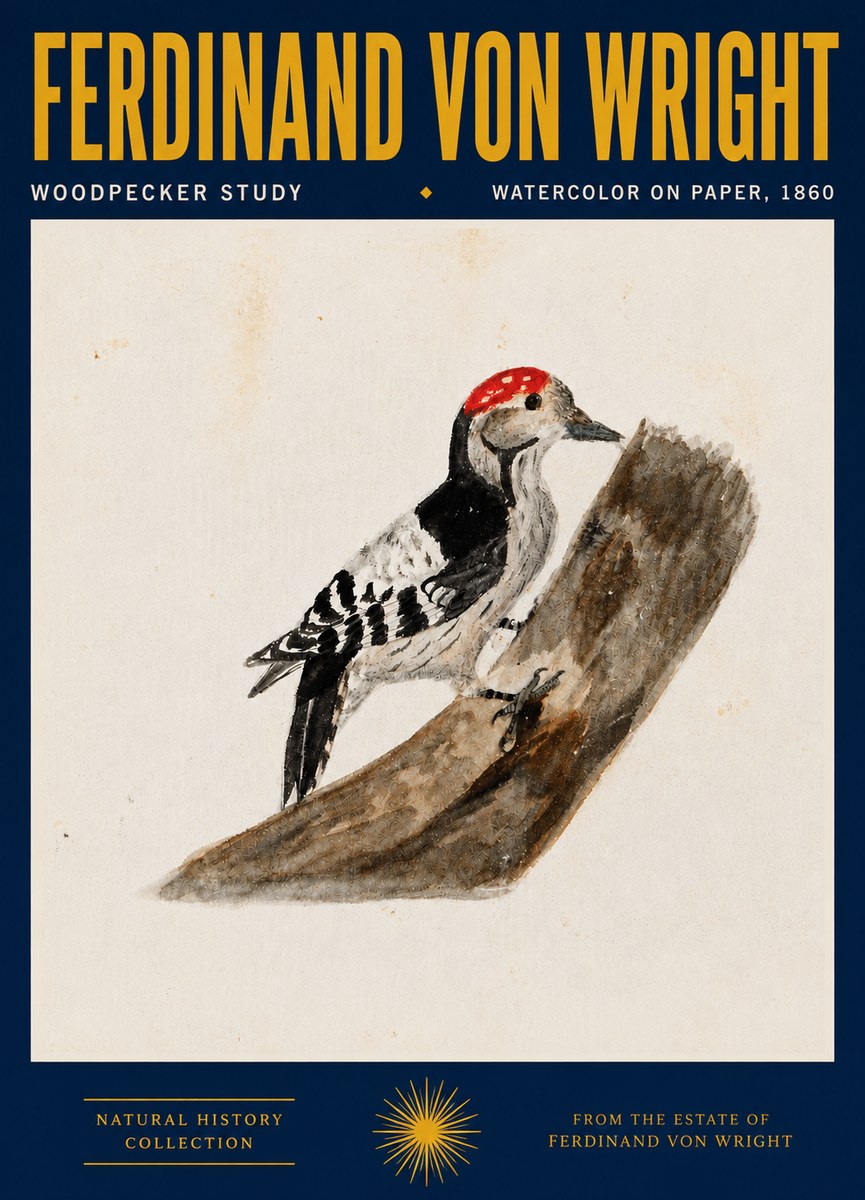 Ferdinand von Wright Woodpecker Study No4 - Affiche