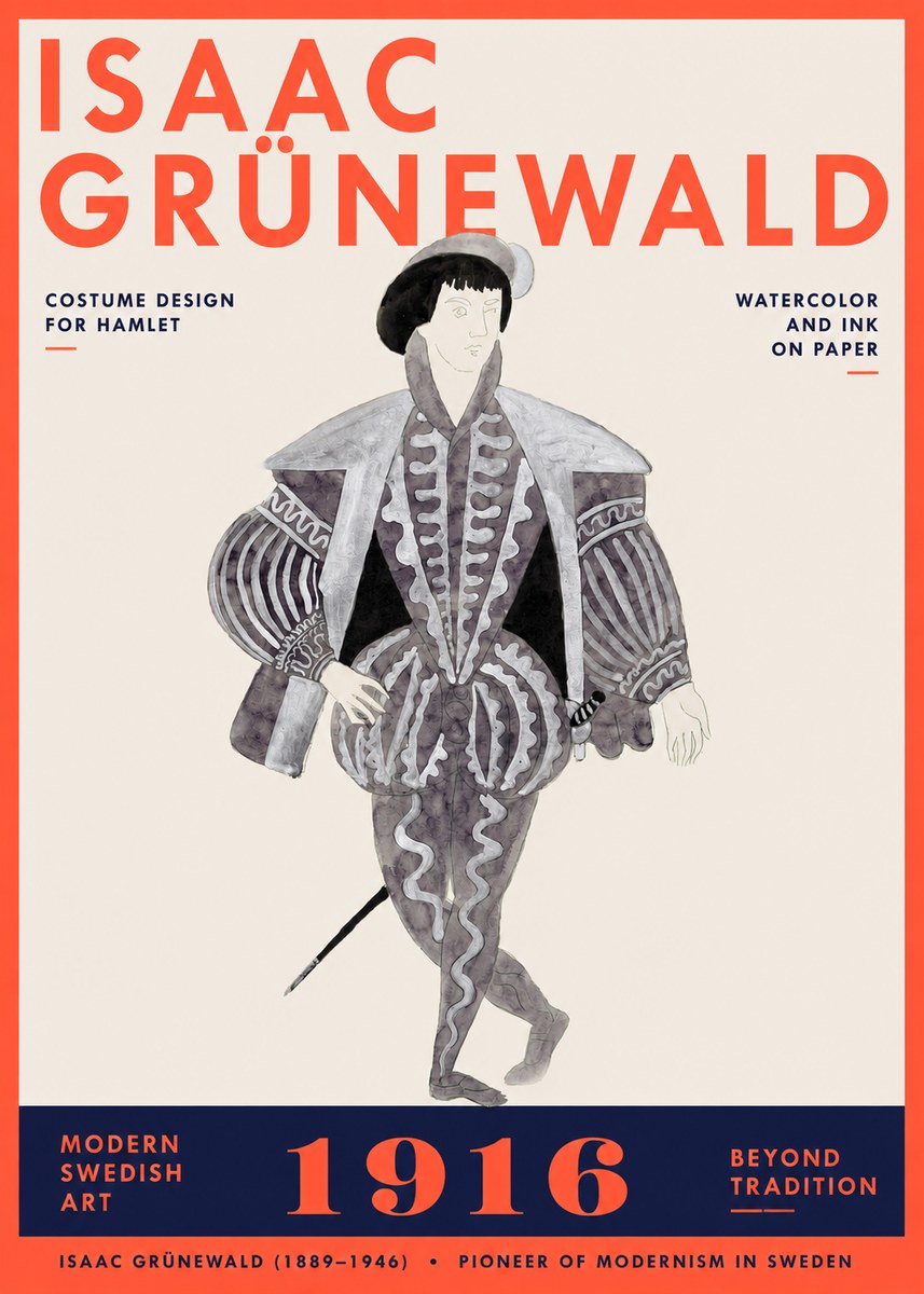 Isaac Grünewald Costume Design for Hamlet No3 - Affiche