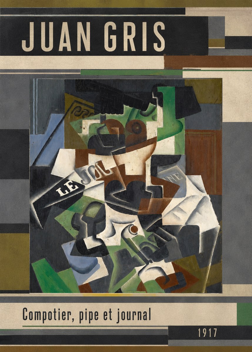 Juan Gris Compotier, Pipe Et Journal No3 - Affiche