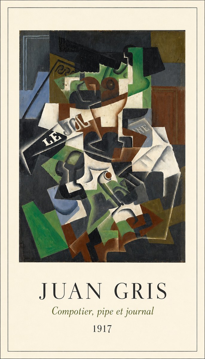Juan Gris Compotier, Pipe Et Journal No4 - Affiche