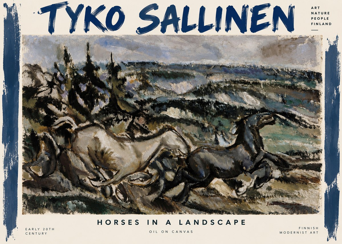 Tyko Sallinen Horses in a Landscape No4 - Affiche