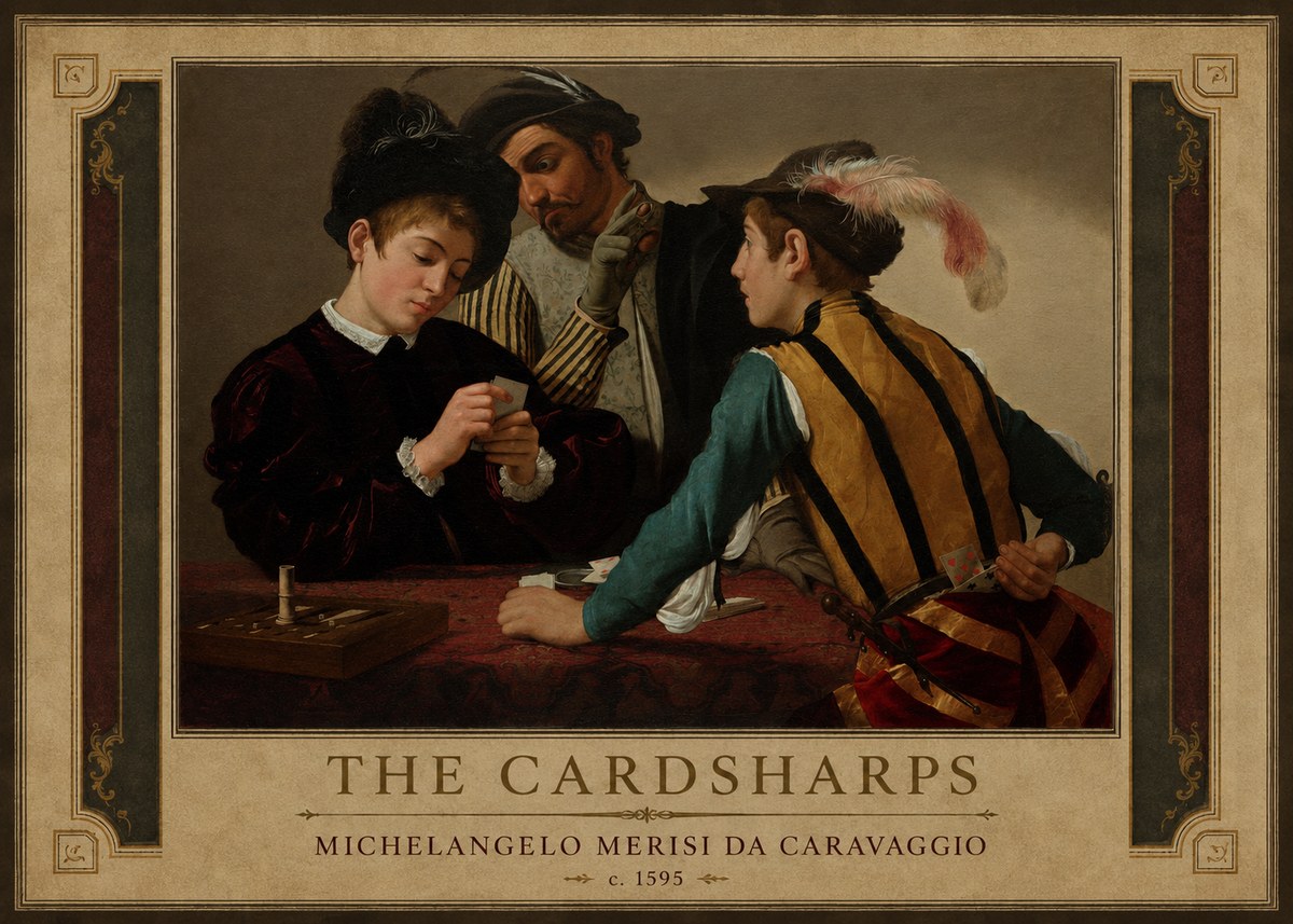 Michelangelo Merisi da Caravaggio The Cardsharps I No1 - Affiche