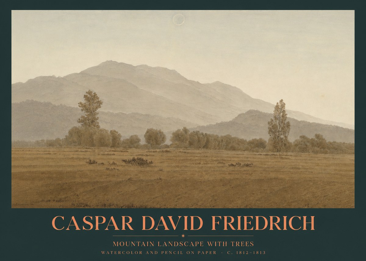 Caspar David Friedrich Mountain Landscape with Trees No2 - Affiche