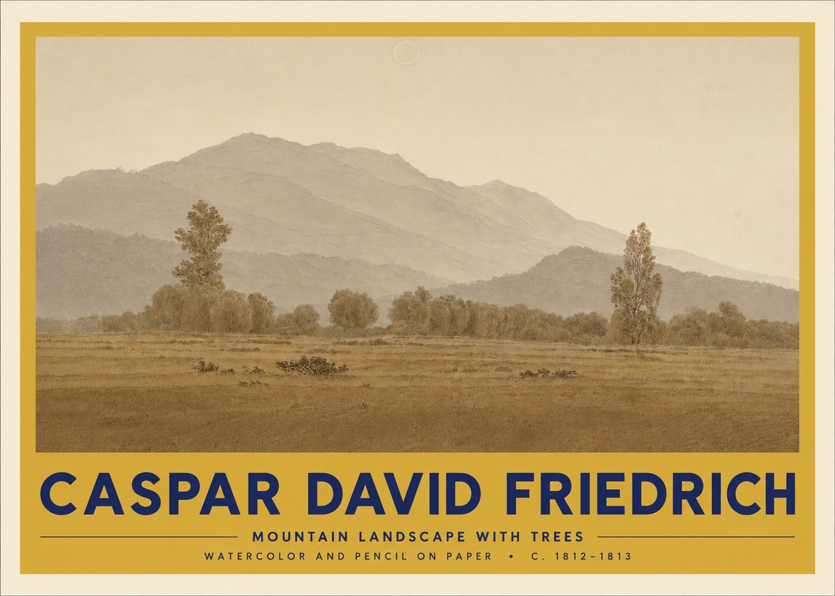 Caspar David Friedrich Mountain Landscape with Trees No3 - Affiche