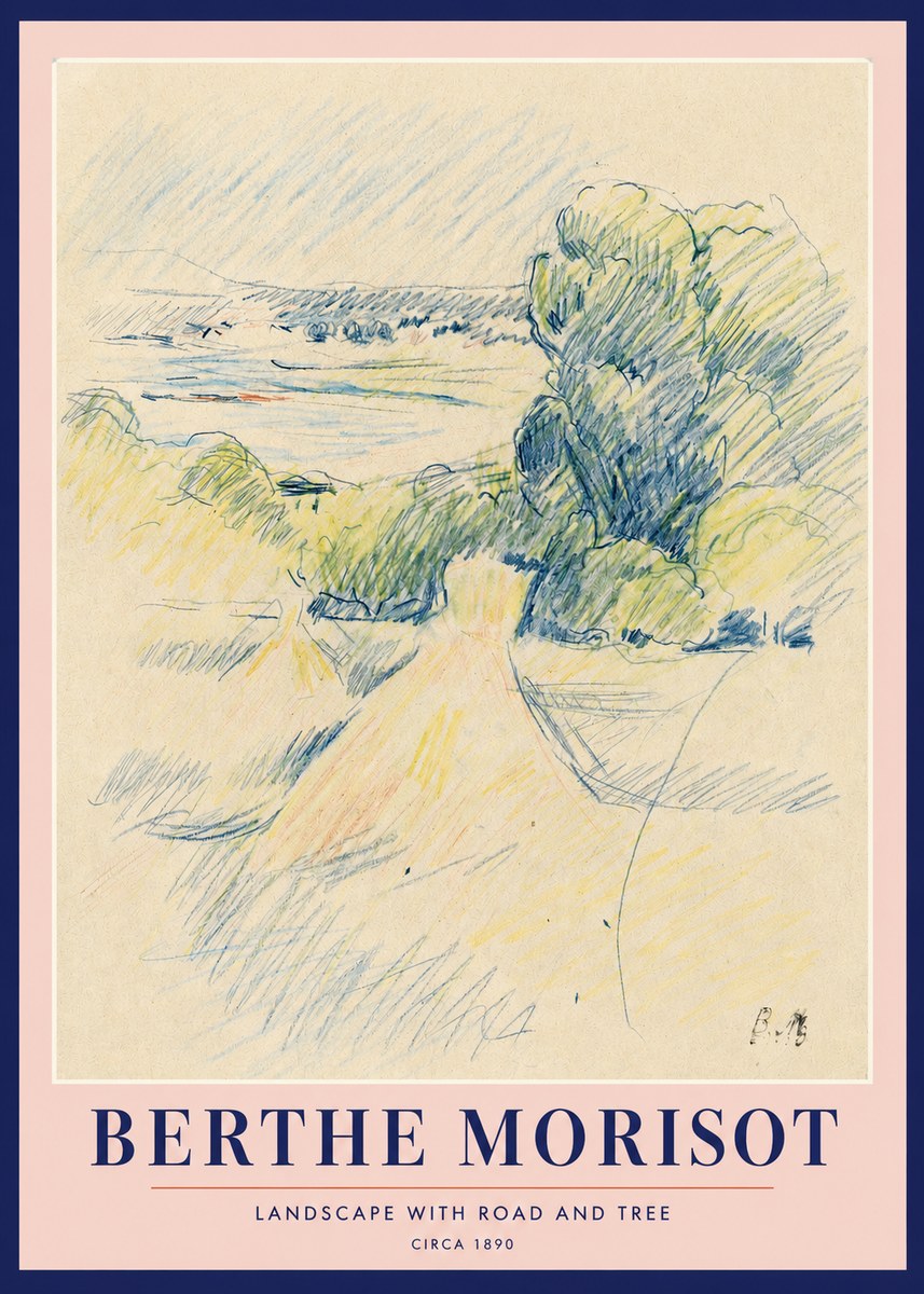 Berthe Morisot Landscape with Road and Tree No2 - Affiche