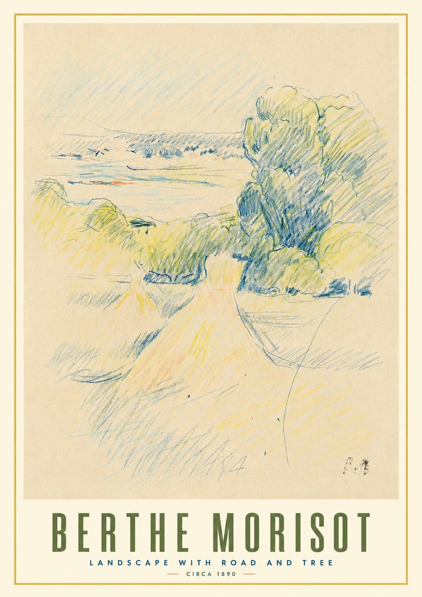 Berthe Morisot Landscape with Road and Tree No3 - Affiche