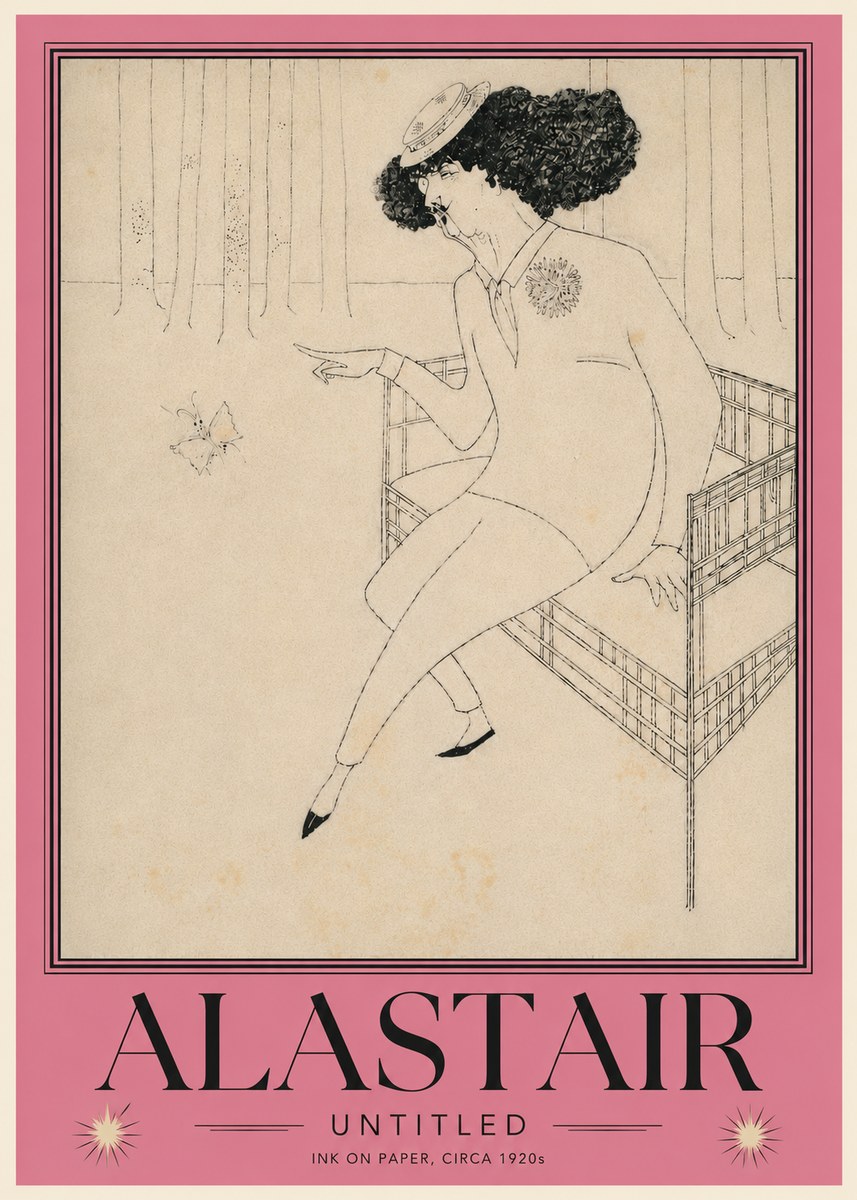 Alastair Lady with Butterfly No6 - Affiche