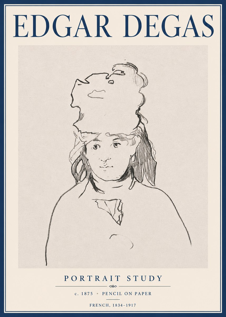 Edgar Degas Portrait Study No6 - Affiche