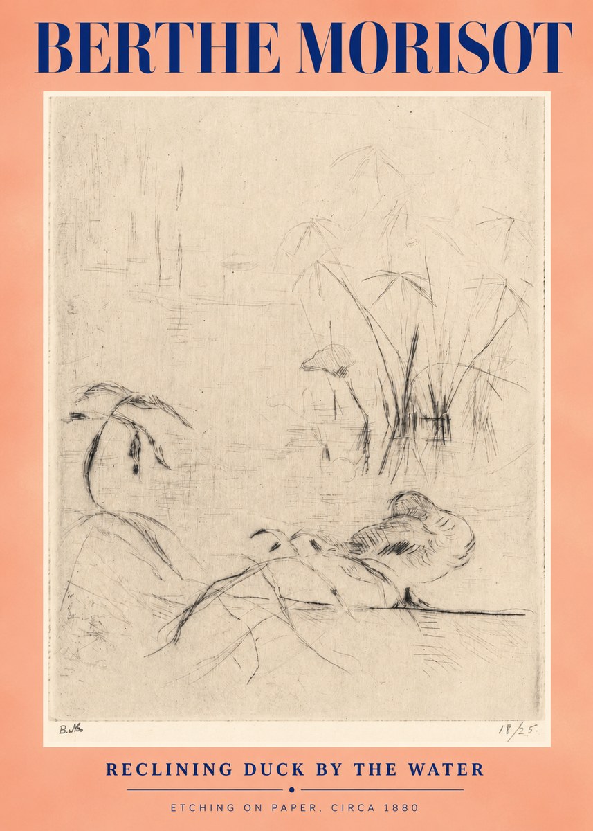 Berthe Morisot Reclining Duck by the Water No3 - Affiche