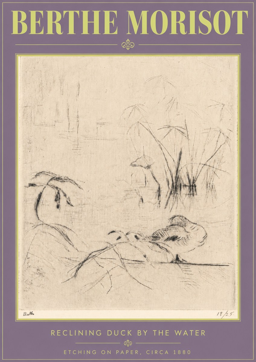 Berthe Morisot Reclining Duck by the Water No4 - Affiche