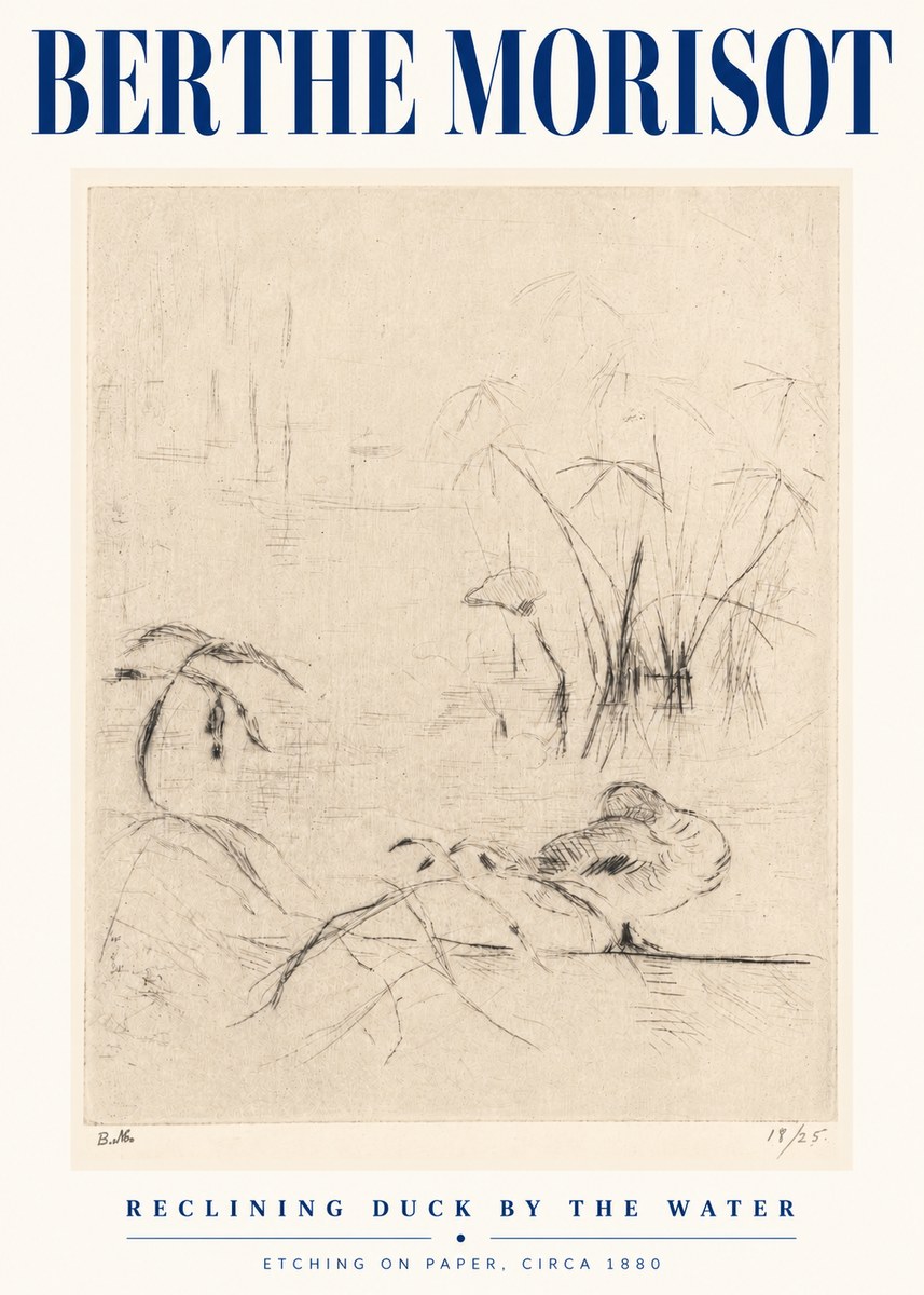 Berthe Morisot Reclining Duck by the Water No5 - Affiche