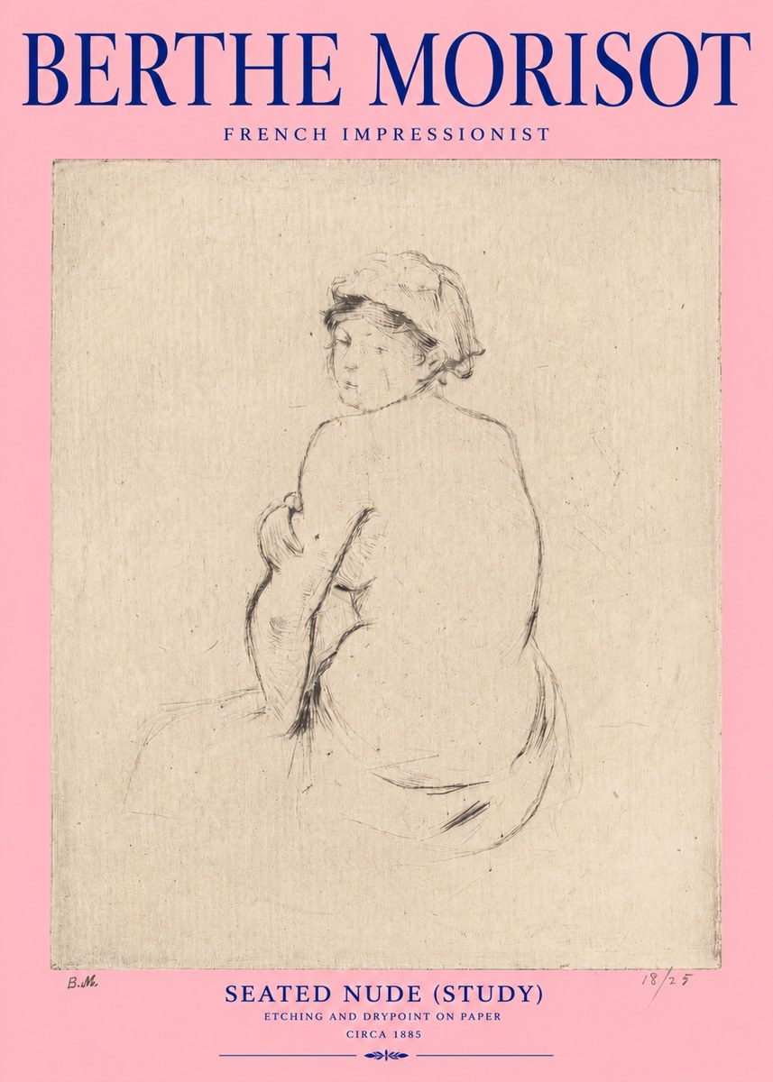 Berthe Morisot Seated Nude (Study) No2 - Affiche
