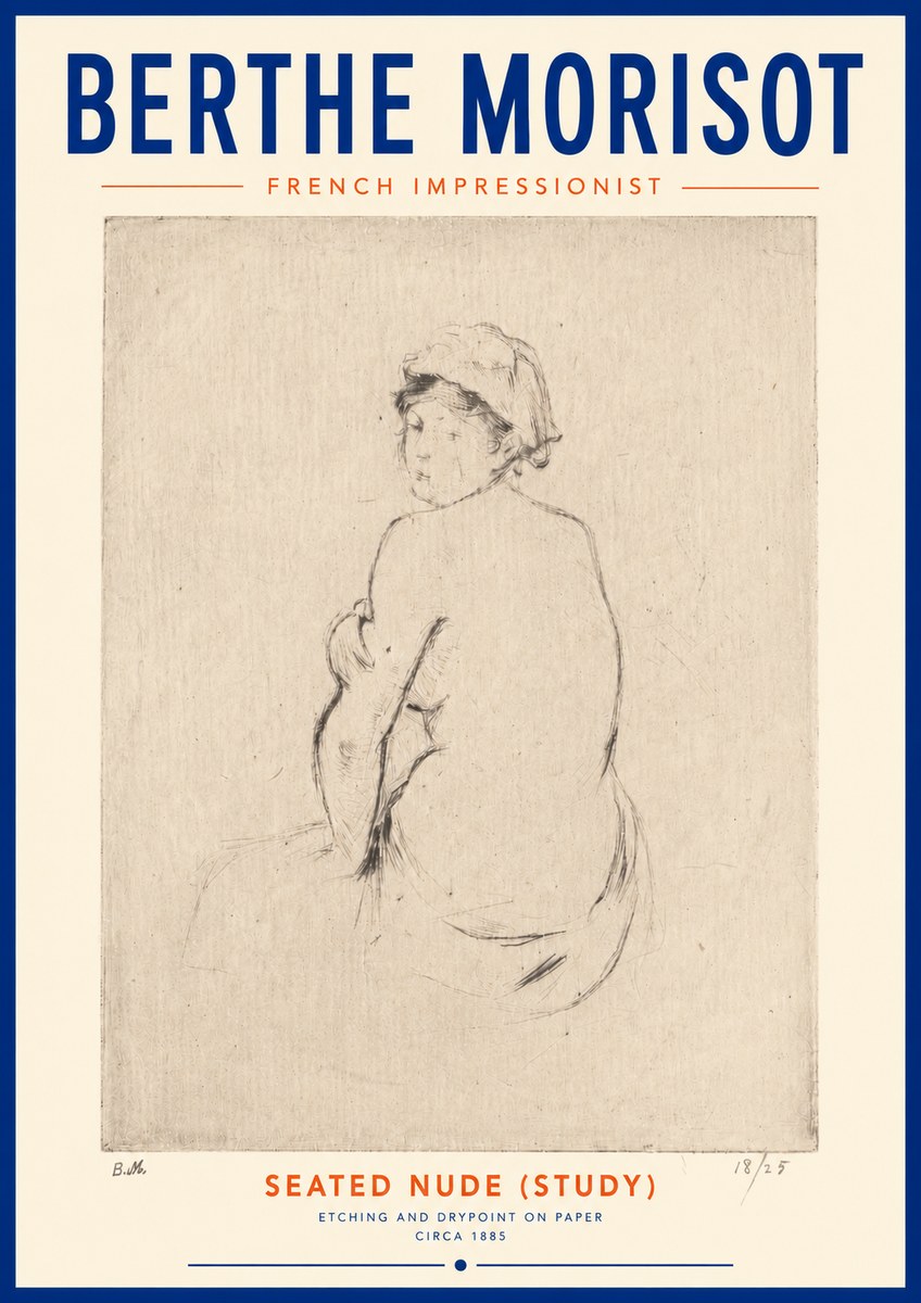 Berthe Morisot Seated Nude (Study) No4 - Affiche