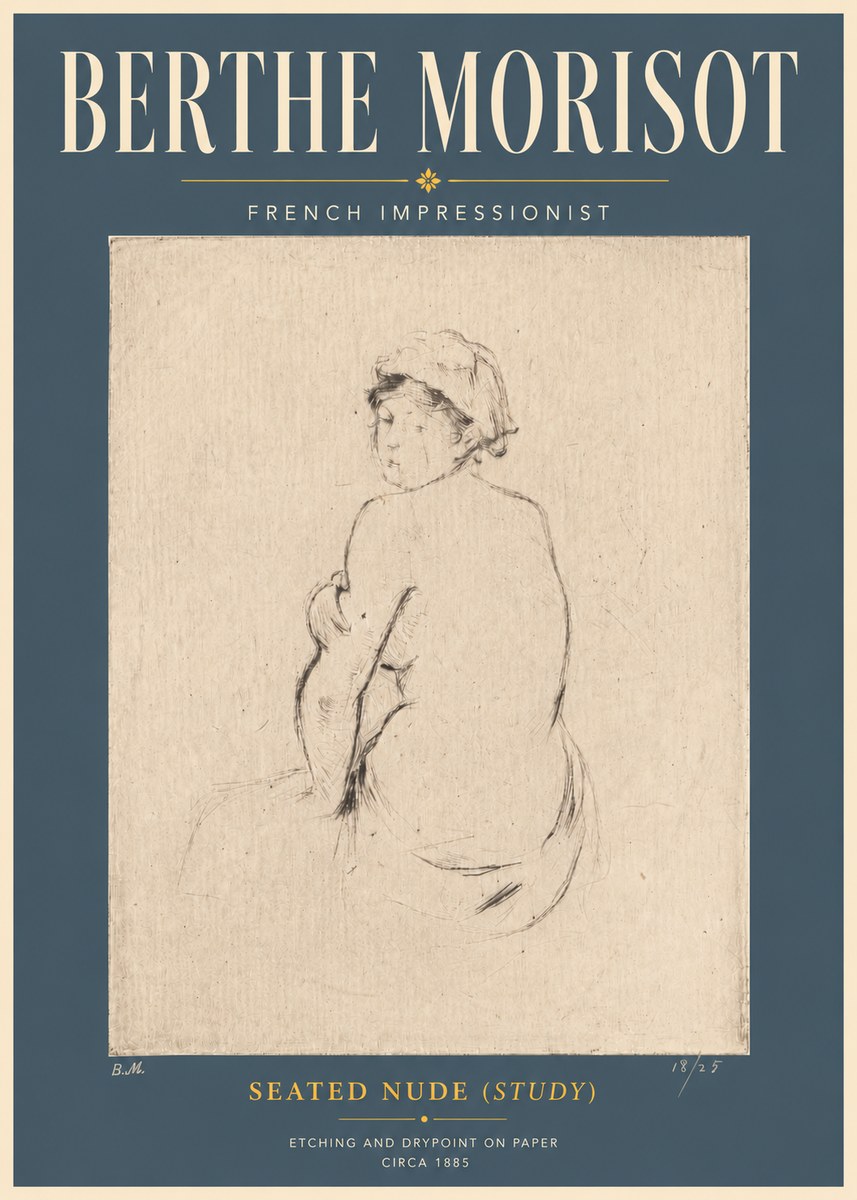 Berthe Morisot Seated Nude (Study) No6 - Affiche