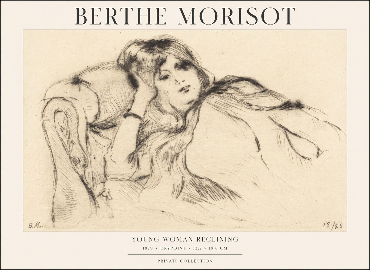 Berthe Morisot Young Woman Reclining II No1 - Affiche