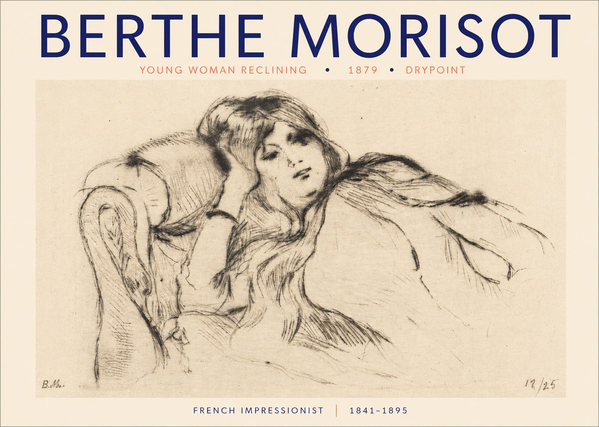 Berthe Morisot Young Woman Reclining II No3 - Affiche