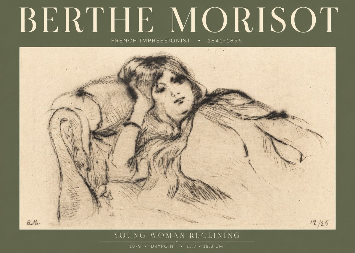 Berthe Morisot Young Woman Reclining II No4 - Affiche