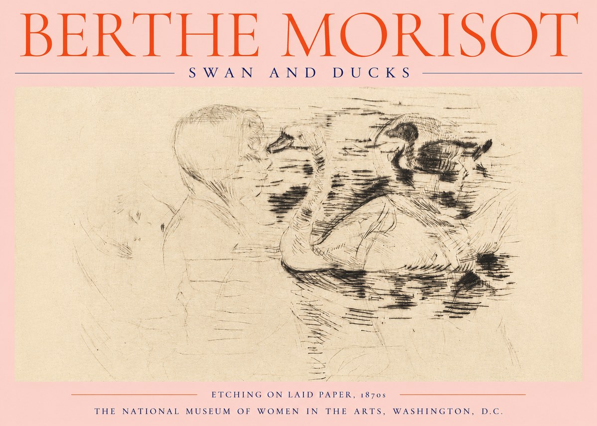 Berthe Morisot Swan and Ducks No2 - Affiche