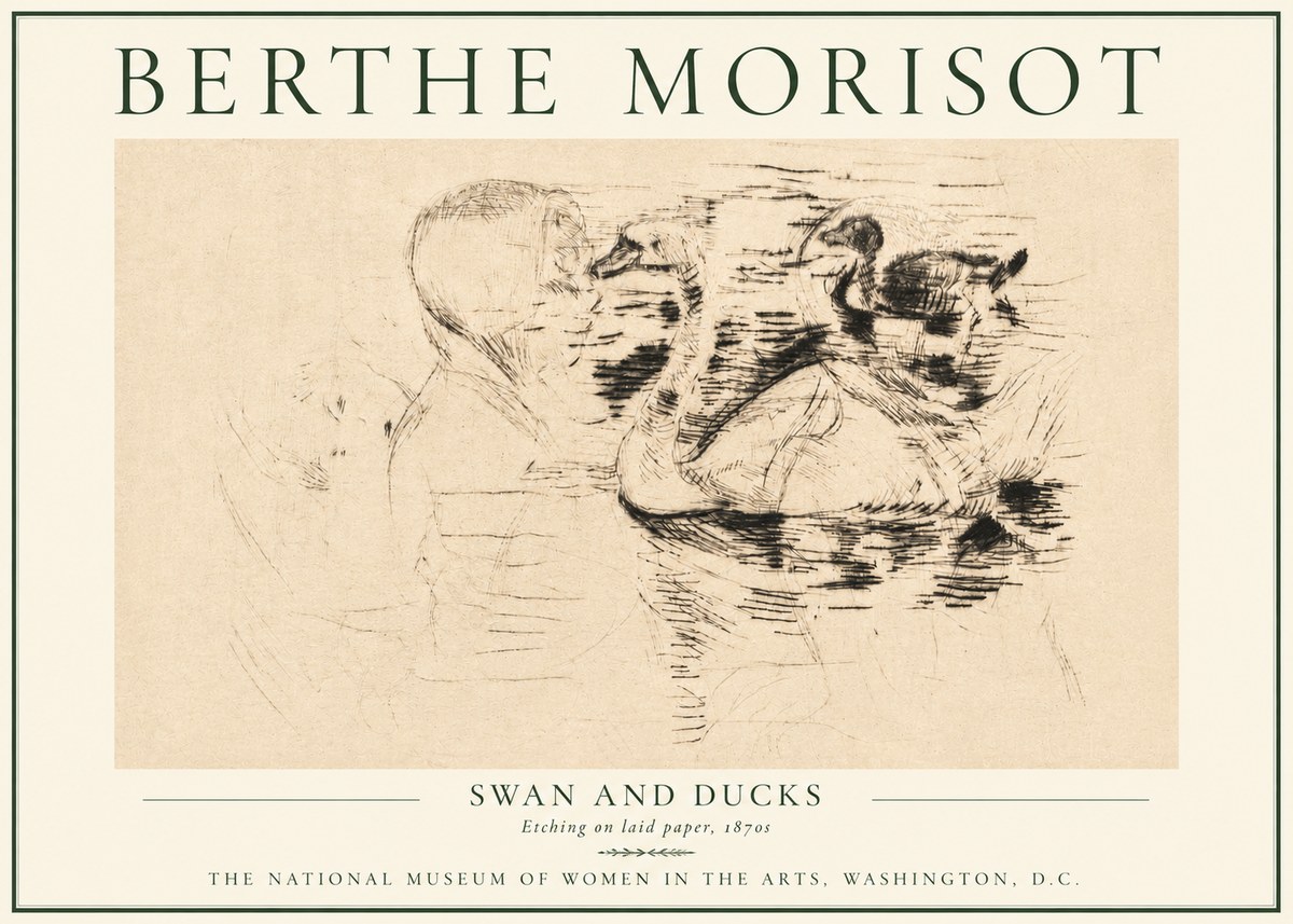 Berthe Morisot Swan and Ducks No4 - Affiche