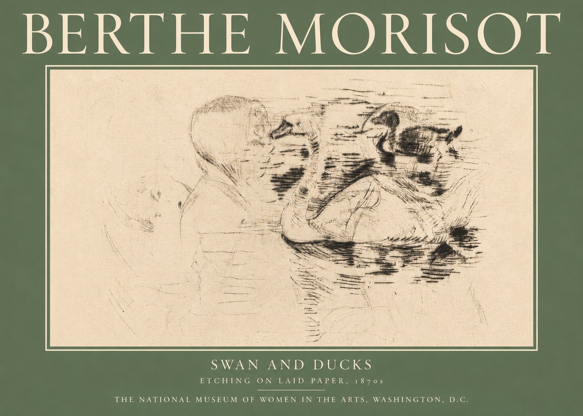 Berthe Morisot Swan and Ducks No5 - Affiche
