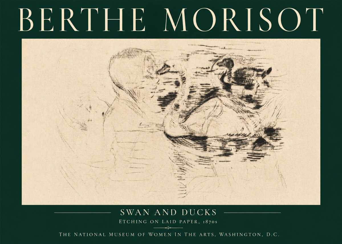 Berthe Morisot Swan and Ducks No6 - Affiche