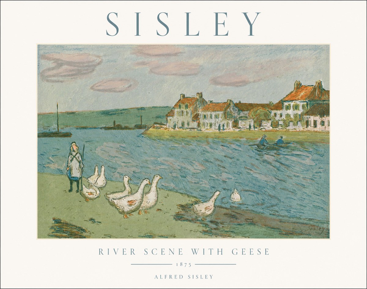 Sisley River Scene with Geese No1 - Affiche