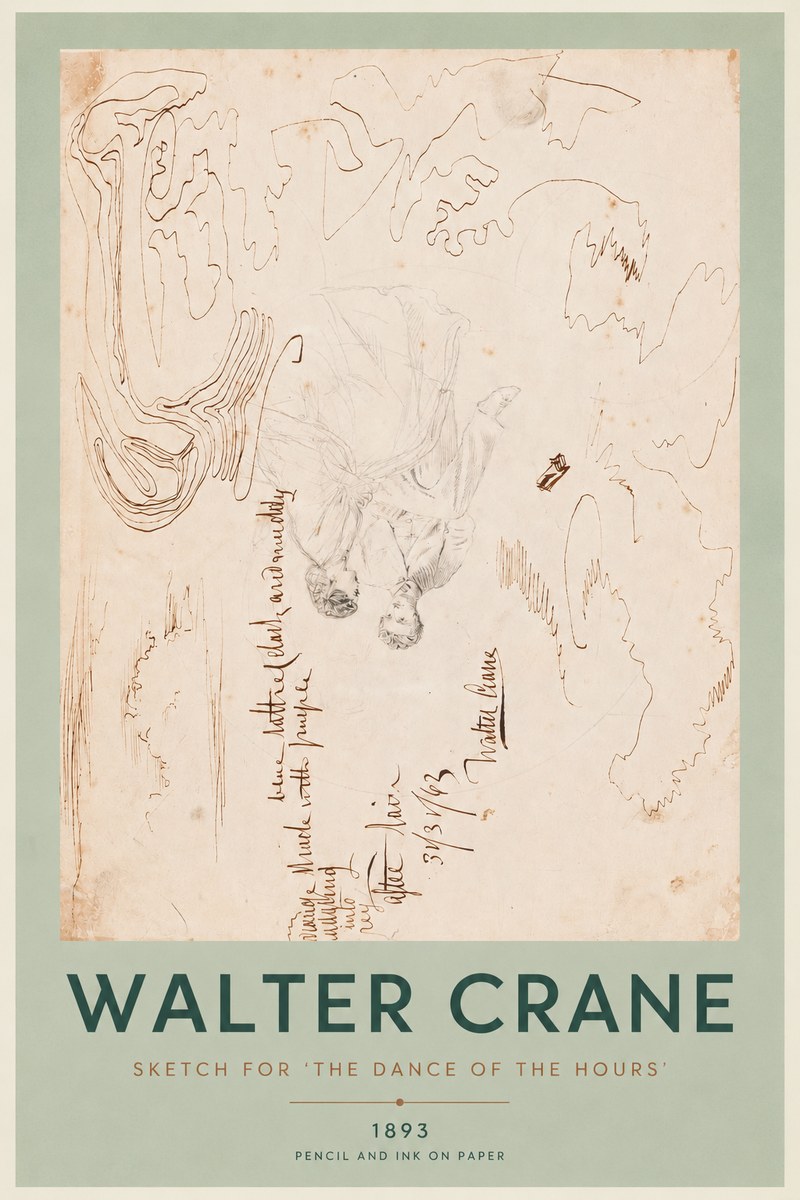 Walter Crane Sketch for 'the Dance of the Hours' No4 - Affiche