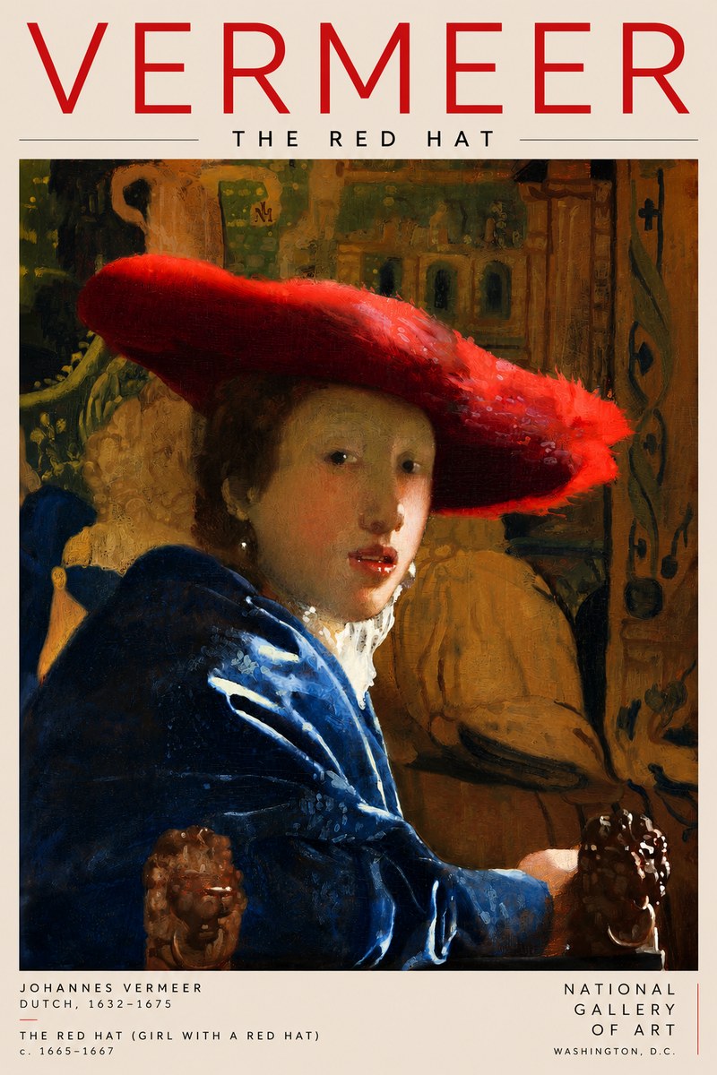 Vermeer The Red Hat No2 - Affiche