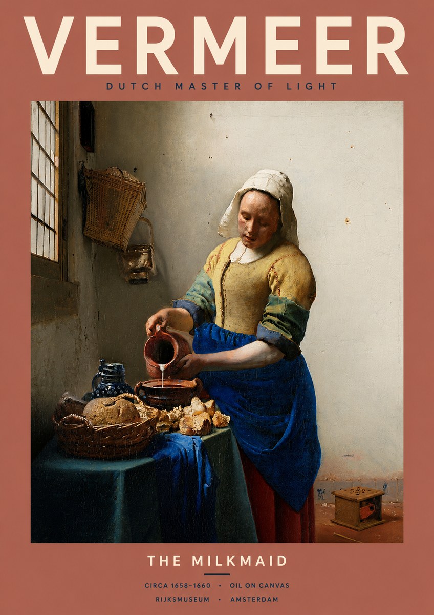 Vermeer The Milkmaid No4 - Affiche