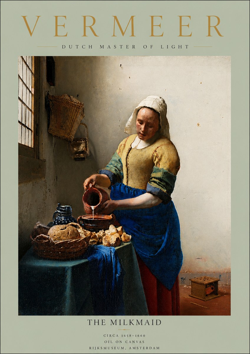 Vermeer The Milkmaid No5 - Affiche