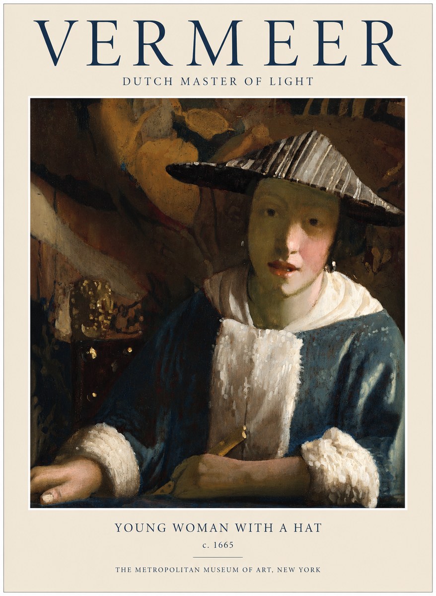 Vermeer Young Woman with a Hat No1 - Affiche