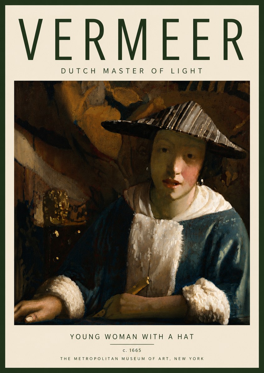 Vermeer Young Woman with a Hat No6 - Affiche