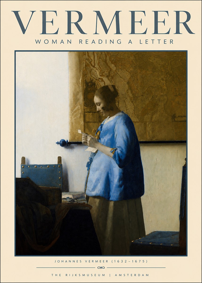Vermeer Woman Reading a Letter No2 - Affiche