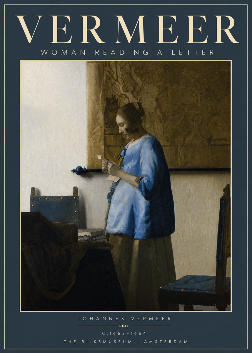 Vermeer Woman Reading a Letter No4 - Affiche