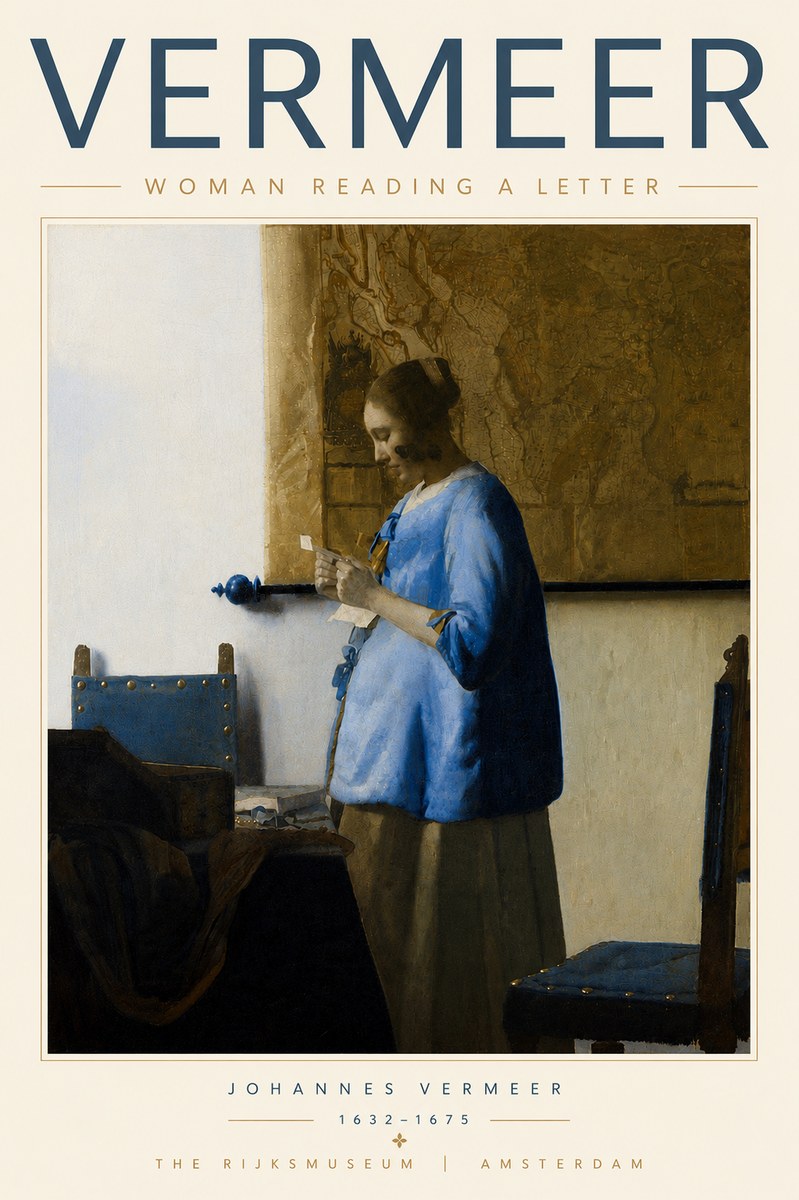 Vermeer Woman Reading a Letter No5 - Affiche