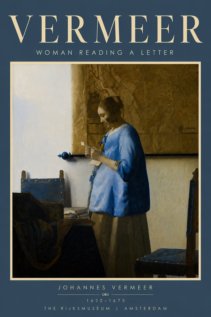 Vermeer Woman Reading a Letter No6 - Affiche