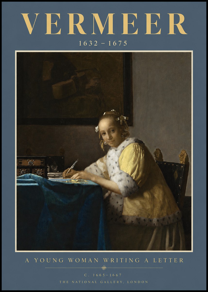Vermeer A Young Woman Writing a Letter No2 - Affiche