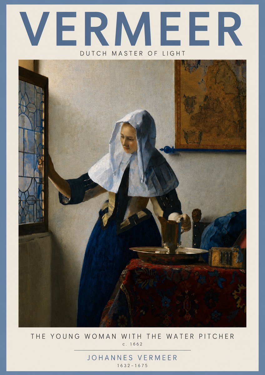 Vermeer The Young Woman with the Water Pitcher No3 - Affiche