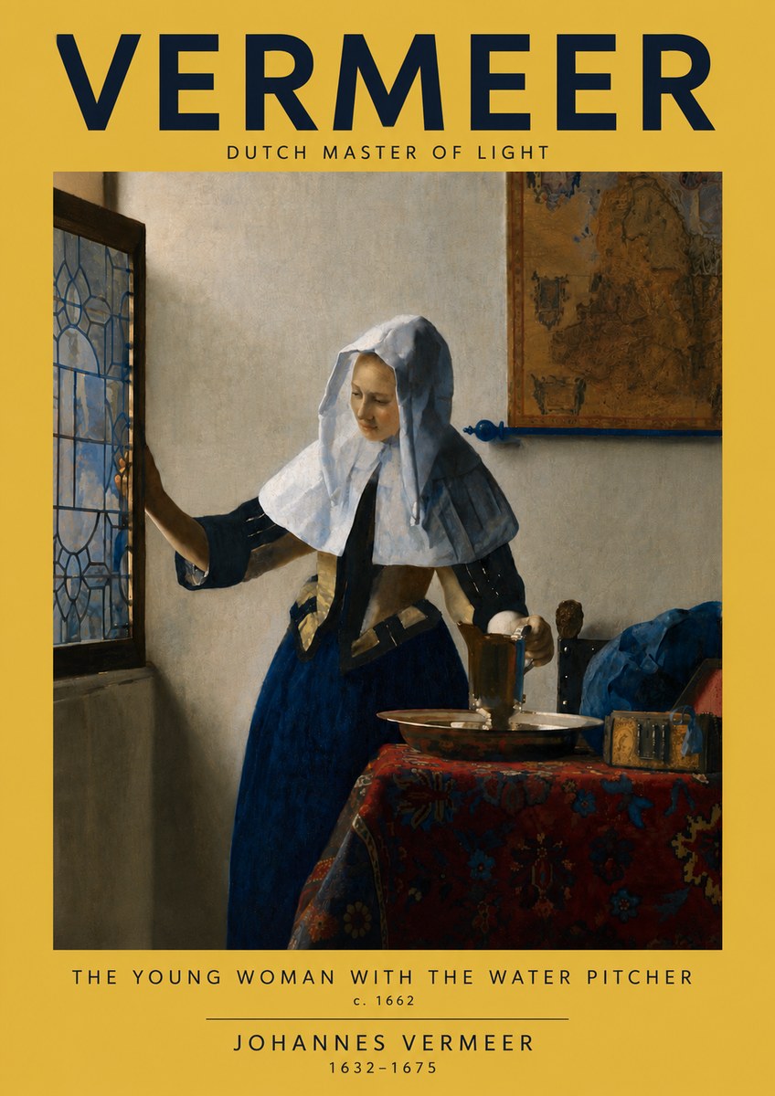Vermeer The Young Woman with the Water Pitcher No4 - Affiche