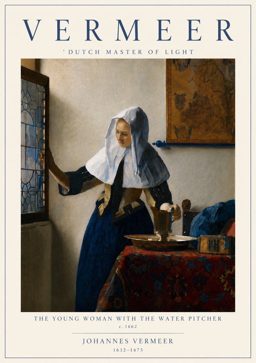 Vermeer The Young Woman with the Water Pitcher No6 - Affiche