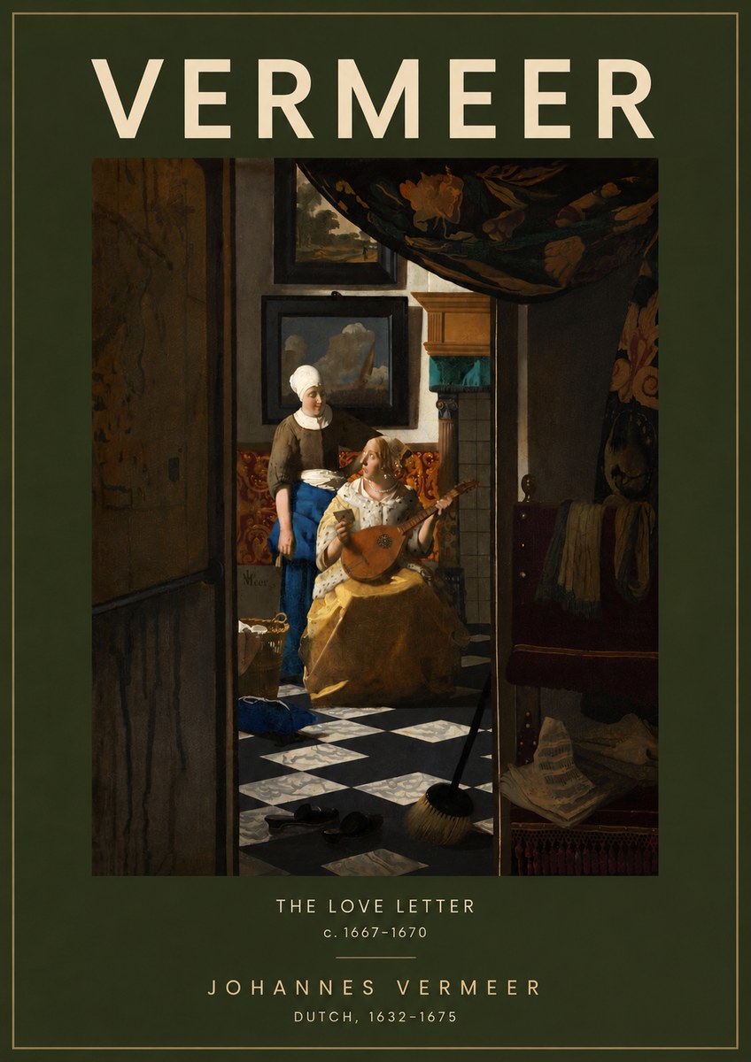 Vermeer The Love Letter No5 - Affiche