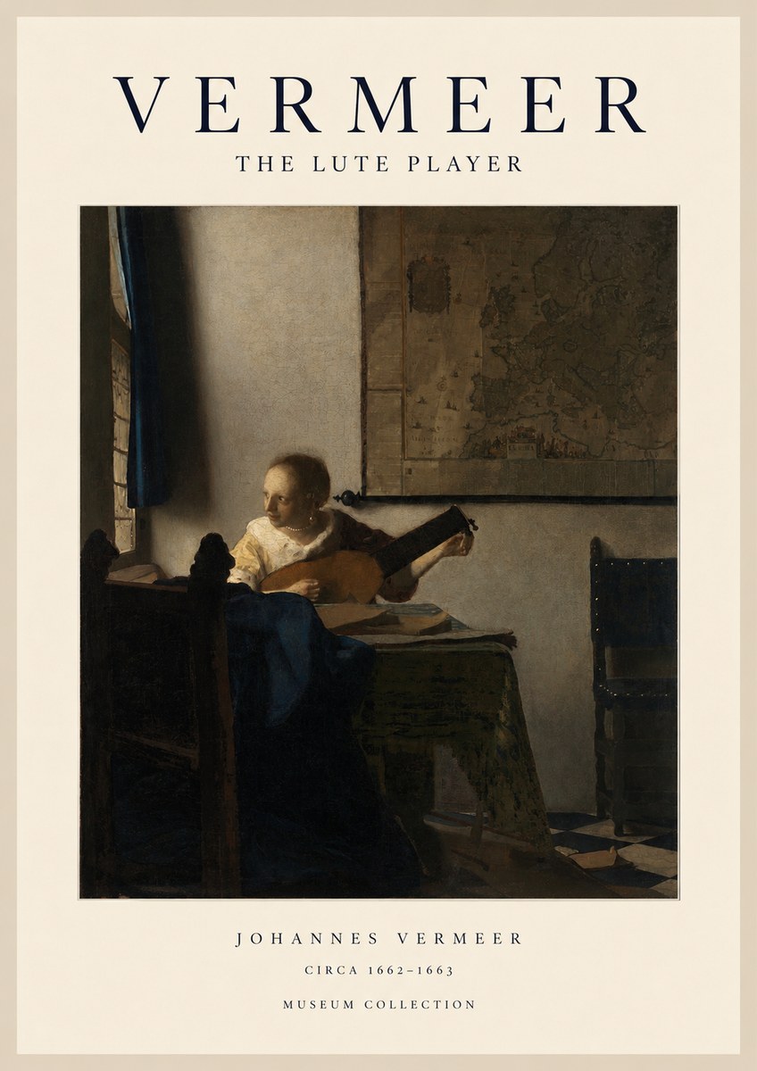 Vermeer The Lute Player No1 - Affiche