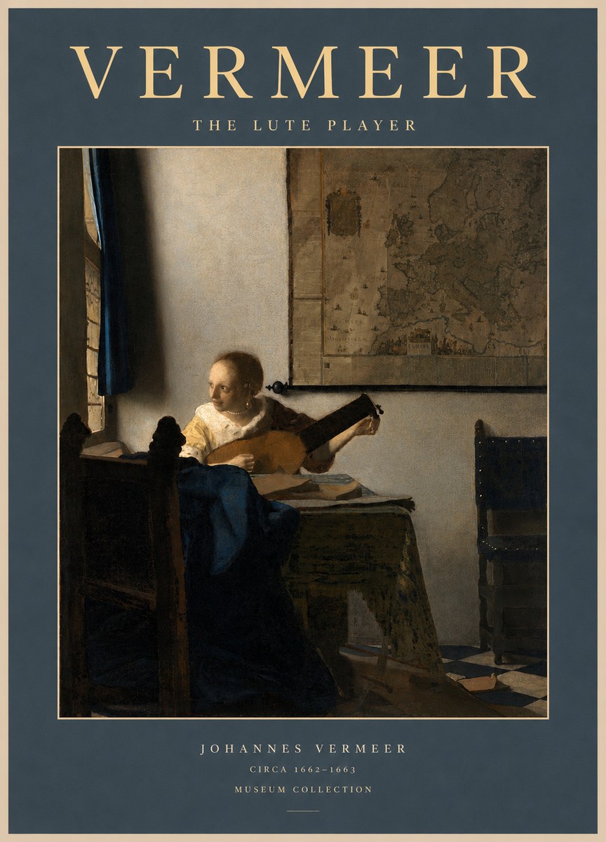 Vermeer The Lute Player No2 - Affiche